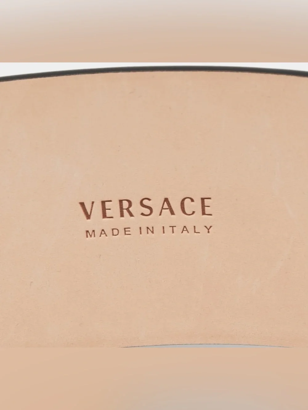 Versace Virtus Black Leather Belt with Gold Buckle